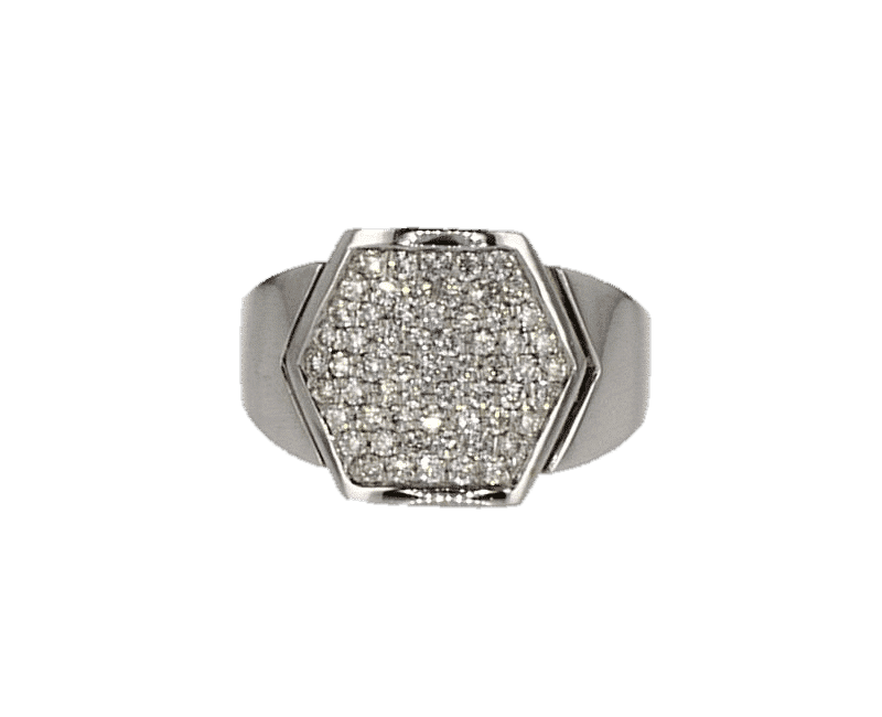 טבעת מעוצבת זהב-לבן 18 קראט, משובצת יהלומים