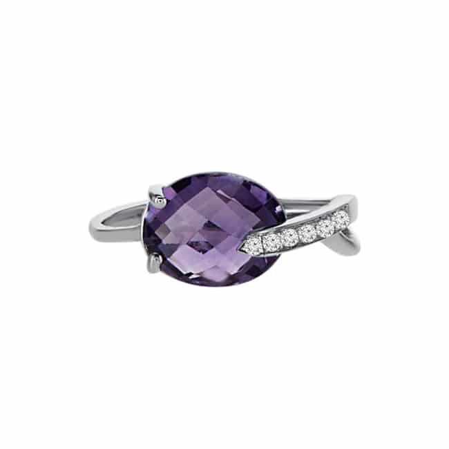 2.62ct Amethyst and Diamonds Ring, 9K White Gold