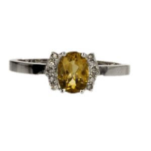 טבעת סיטרין 0.75 קראט, זהב-לבן 14 קראט, משובצת 0.08 קראט יהלומים